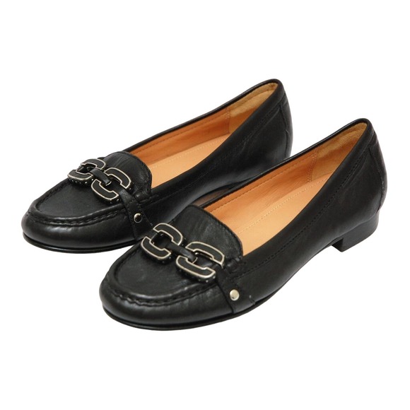 COACH ELLA Leather MOC LOAFER FLAT SHOE BLACK 5.5 NEW - Picture 1 of 6